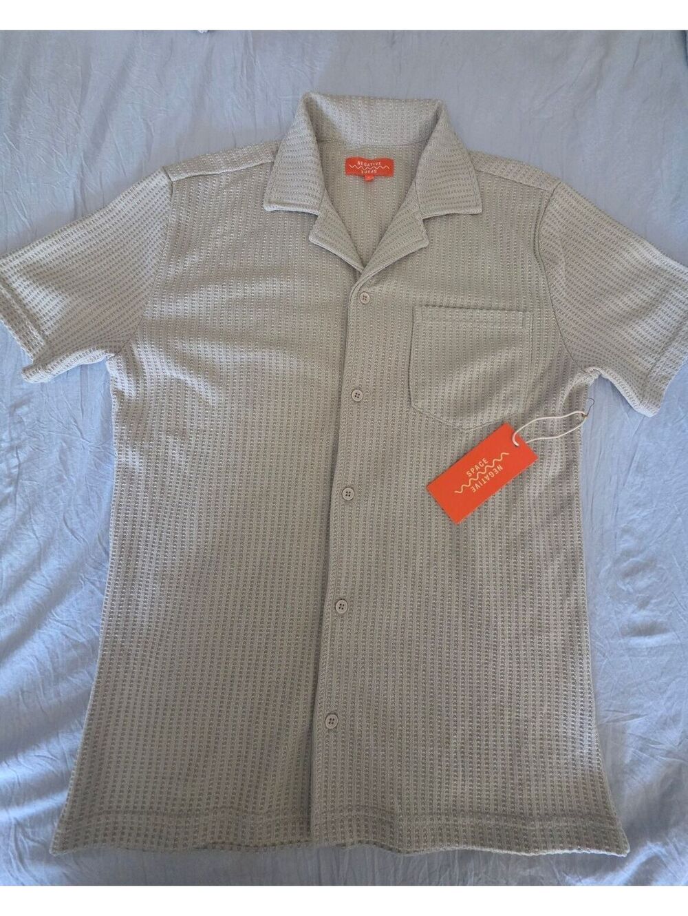 Negative Space Men's Light Beige Short Sleeve Button-Up Shirt Size S
